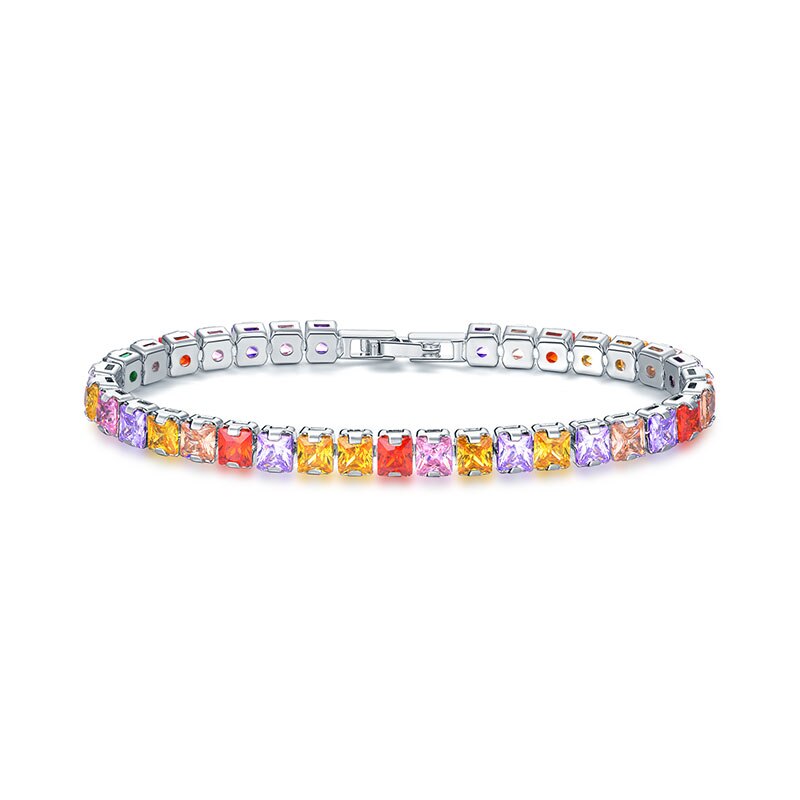 UMODE 0.25ct Cancella Piazza Cubic Zirconia Bracciale Tennis per le Donne Degli Uomini di Cerimonia Nuziale Dei Monili di Lusso 0.16 pollici Femme Moda UB0178A: Six-color mixed / 17 centimetri