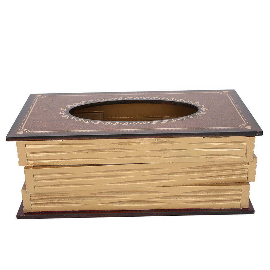 Boek Vorm Tissue Doos Houten Bruin Retro Europese Stijl Grote Capaciteit Servet Doos Houder Dispenser 2 Stijlen