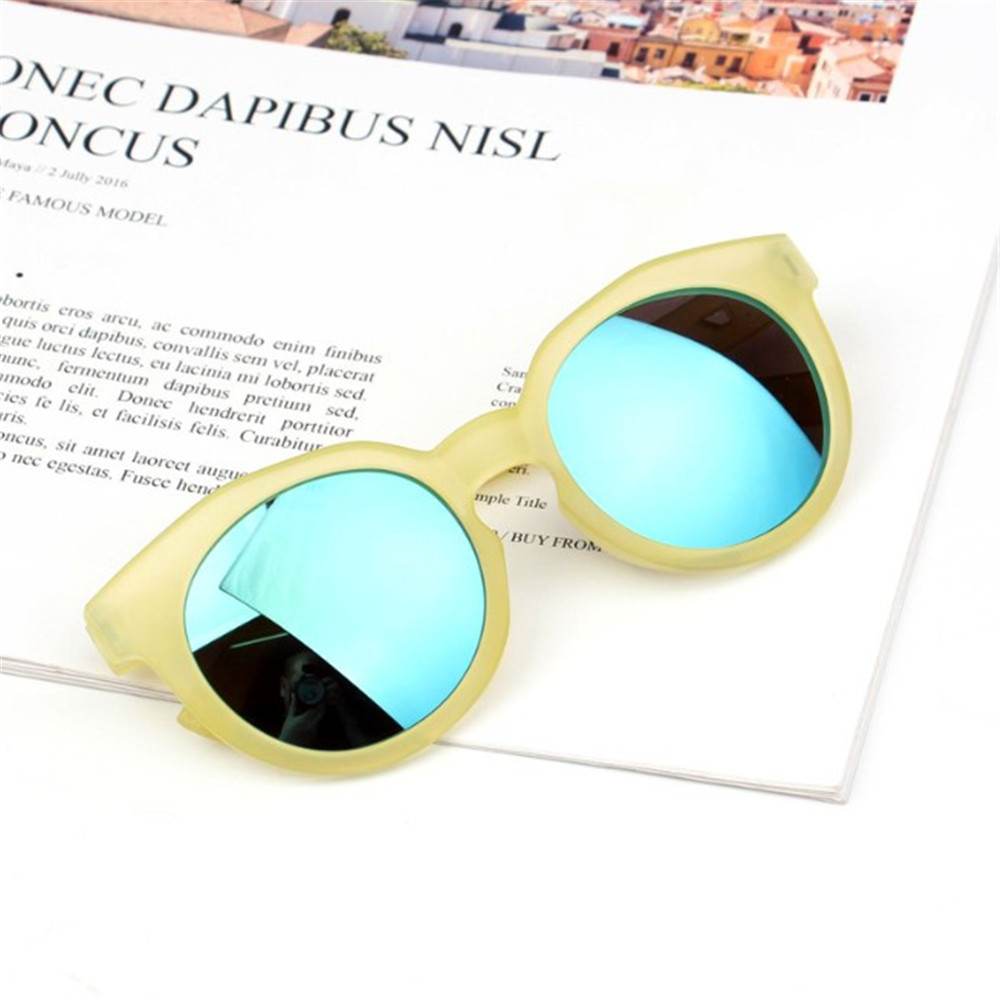 Nueva Color dulce para niños gafas de espejo reflexivas Unisex niños niñas gafas de sol niños gafas bebé protección UV: yellow gold