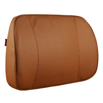 Bil taljepude lændestøttepude til bil rygstøtte memory skum fiber læder biltilbehør interiør sort: Brun