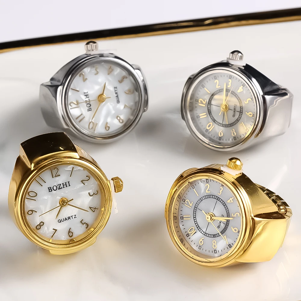 anillo de reloj de dedo de cuarzo Digital para mujeres y hombres, Mini relojes Punk plateados Vintage, anillos, reloj de joyería elástico, divertido