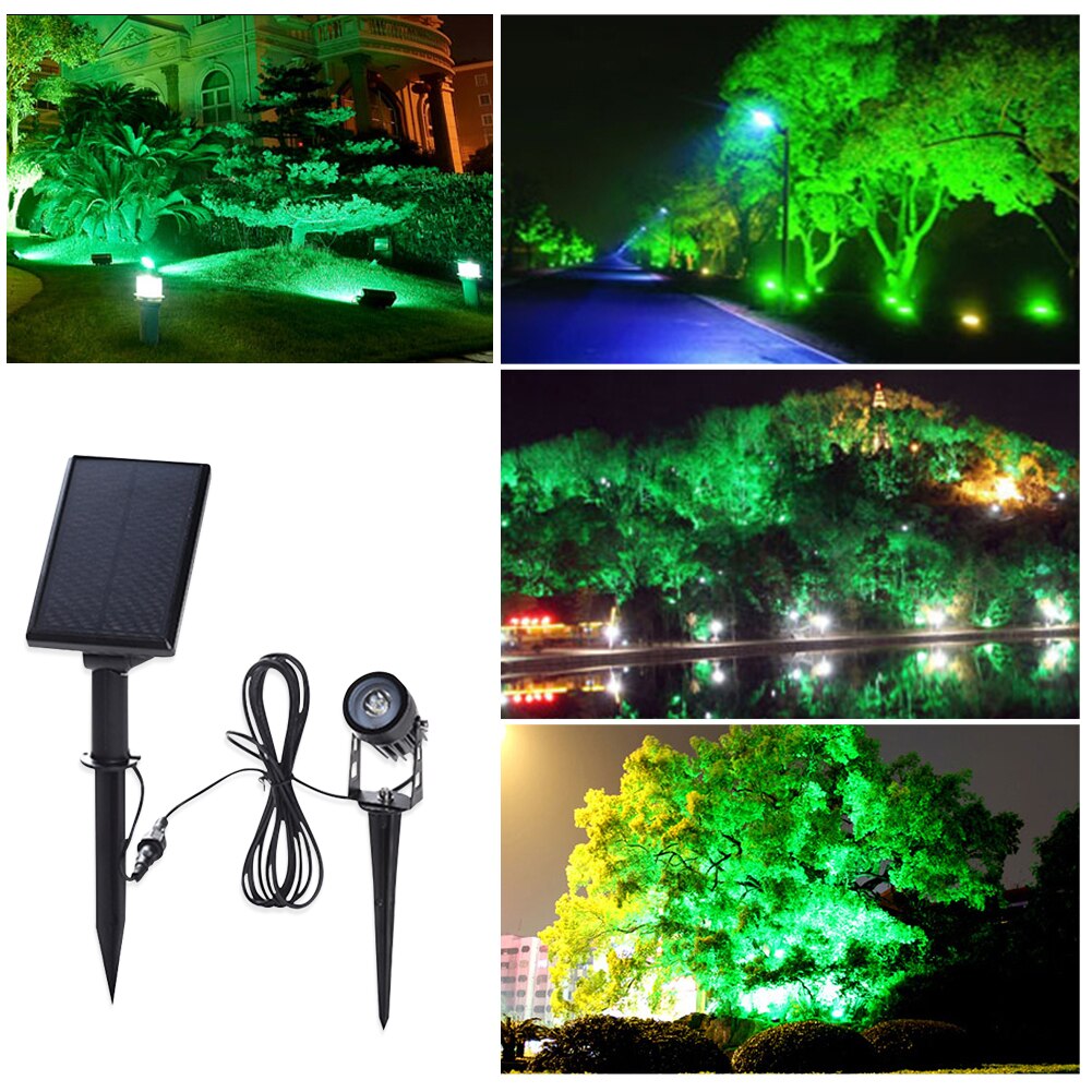 LED Solar Powered Spotlight Warm White Lights Solar Panel Outdoor Lighting Landscape Yard Garden Tree Separate Lamp