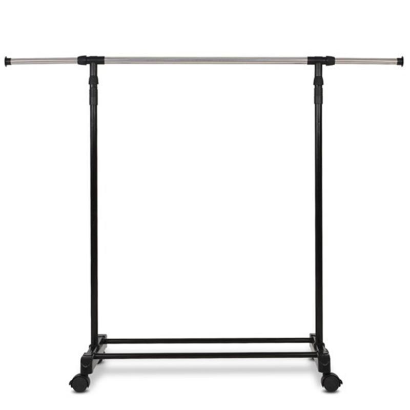 Adjustable Hanging Rail Stainless Steel Stand Single Garment Rack Clothes Heavy Duty Rolling Hanging Garment Closet HWC: Default Title