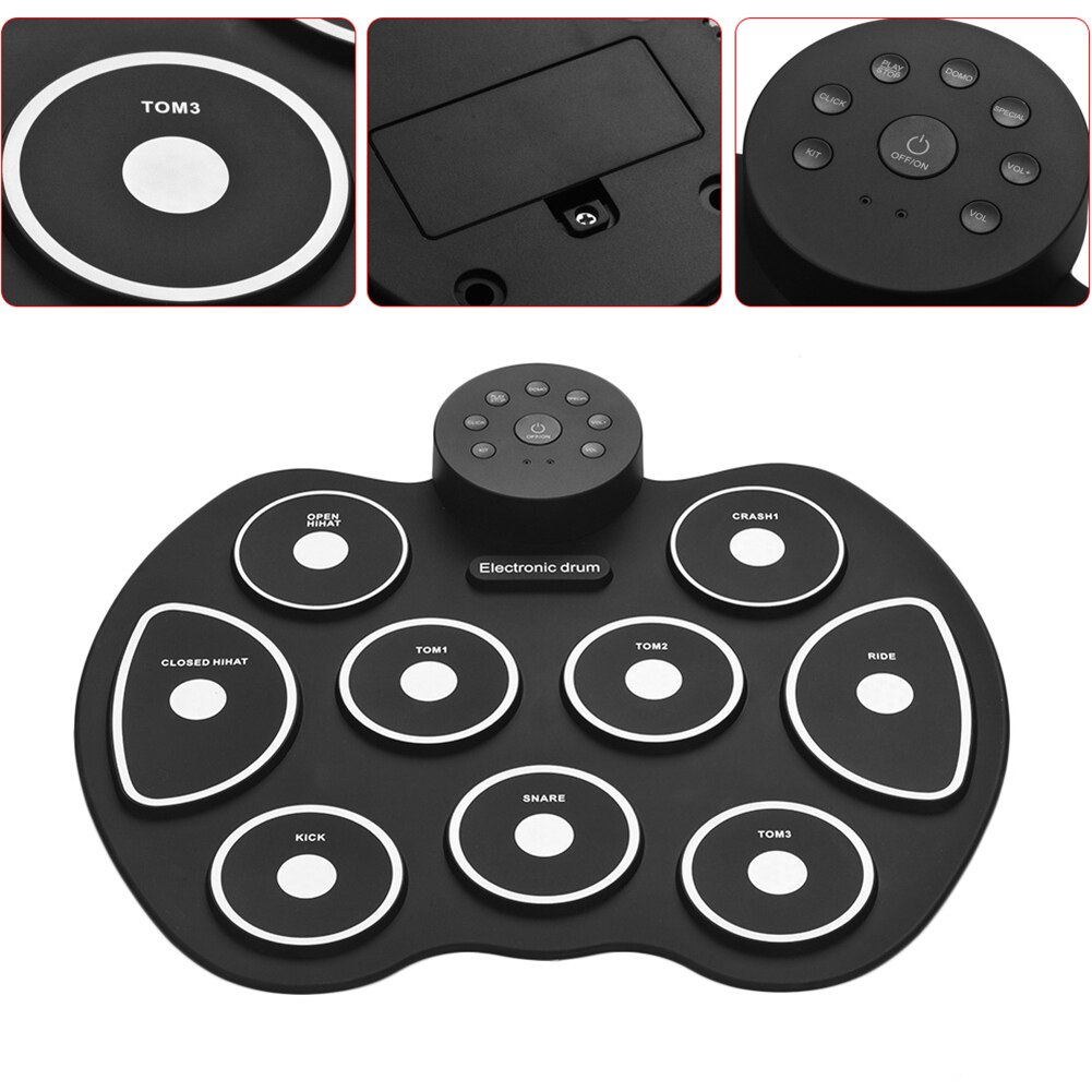 Roll-Up Drum Set Electronic Drum Kit Portable Roll-Up Electronic Drum Silicone USB Digital Drum Pad Kit for Beginners
