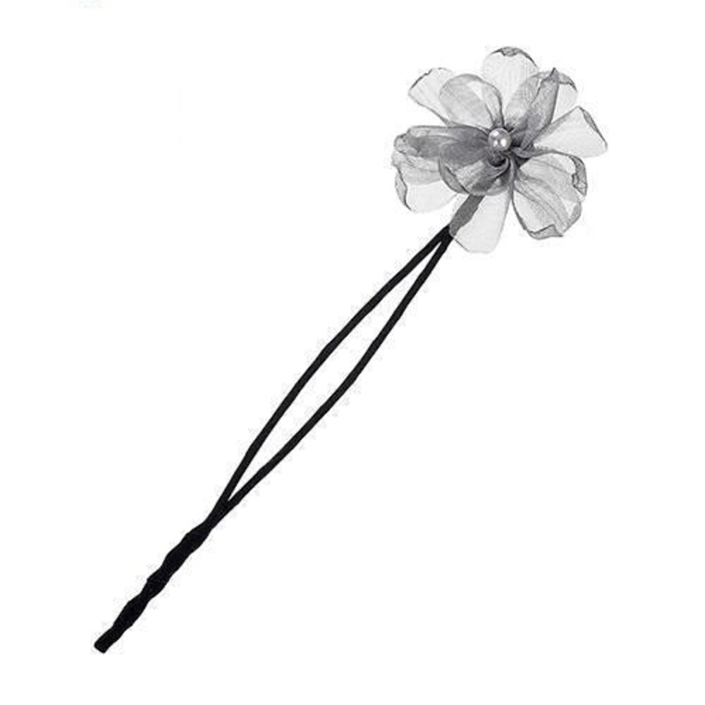 Flower Hair Accessories Magic Bun Maker Girl Donut Quick Messy Women Pearl Hair Bands French DIY Hairstyle Headband Braider: Grey