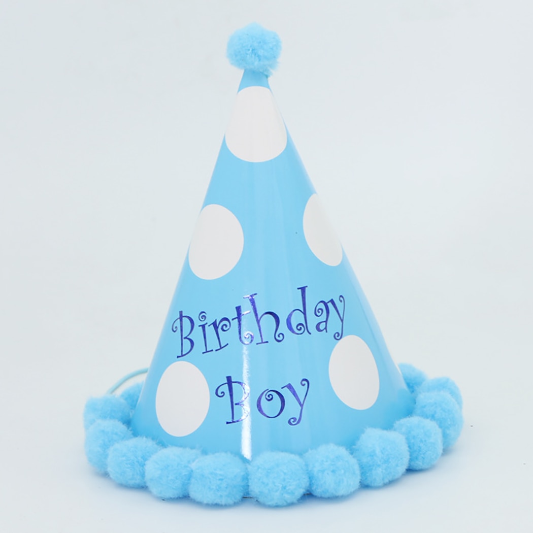 Chapeaux d'anniversaire à pois avec boules de poils pour chien et chat, accessoires de décoration de fête