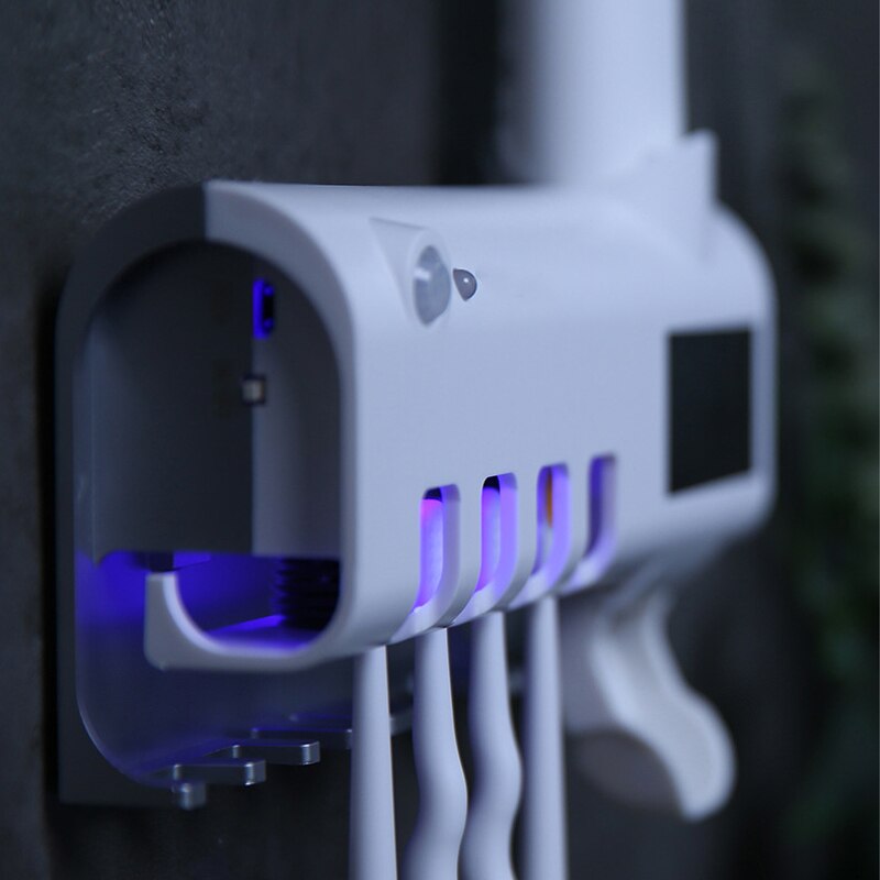 Intelligent Solar Multifunctional Sterilizer Toothpaste Dispenser Ultraviolet Antibacterial Holders UV Light Toothbrush Holder