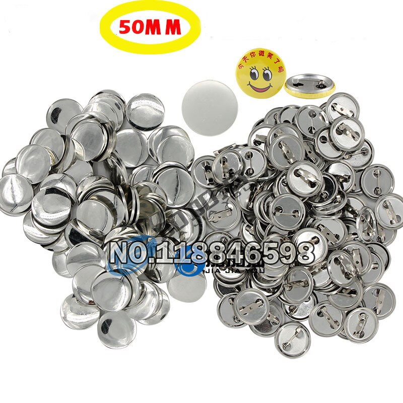 50mm 100 Sets Alle Stalen Badge Button Maker Pin Back Metal Button Supply Materialen