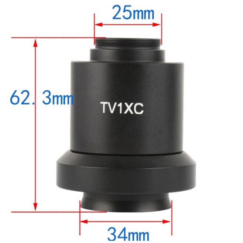 1X C-Mount Trinocular Microscope Camera Adapter 34mm Microscope Mounting Interface 25.4mm Microscope Camera Interface