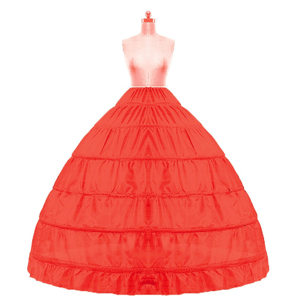 Enagua de talla grande para vestido de novia, combinación de 6 aros en rojo, blanco y negro, barata, stock