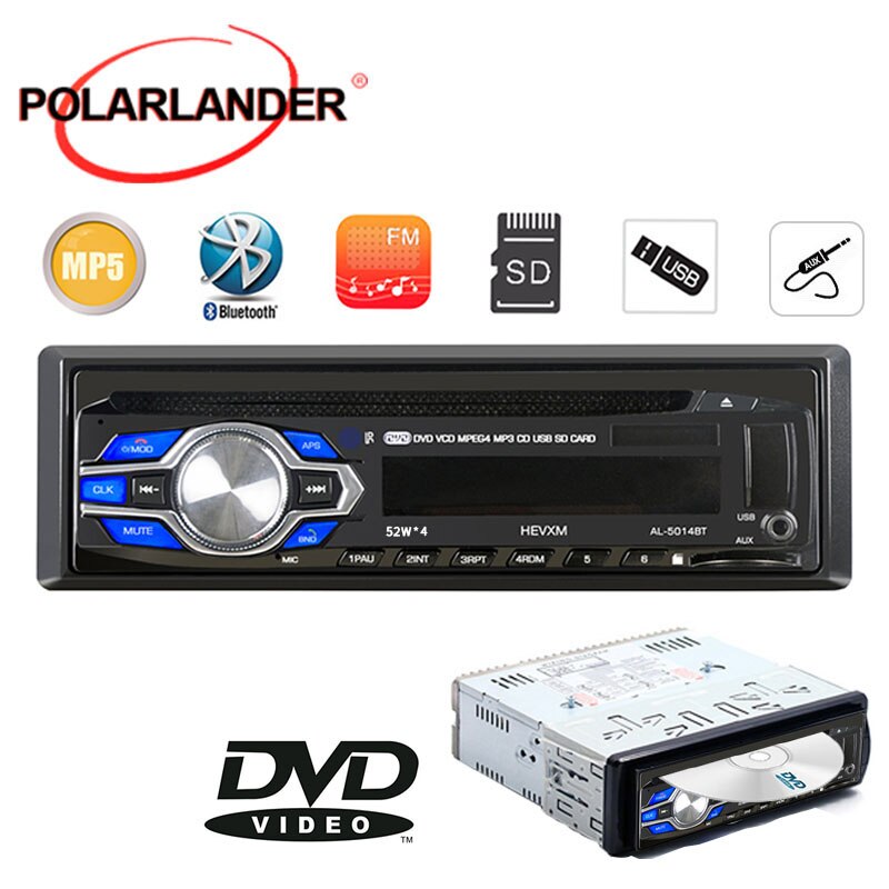 1 Din Car Radio DVD VCD CD Player Bluetooth 12V Audio DVD MP3 Player Autoradio Stereo SD/USB/AUX -in In-dash Hand Free