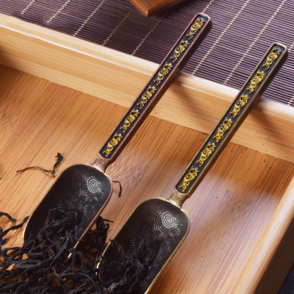 Chinese Tea Spoons Copper Tea Leaves Tea Scoop Chooser Holder Chinese Kongfu Teawear Kitchen Accessories Tools