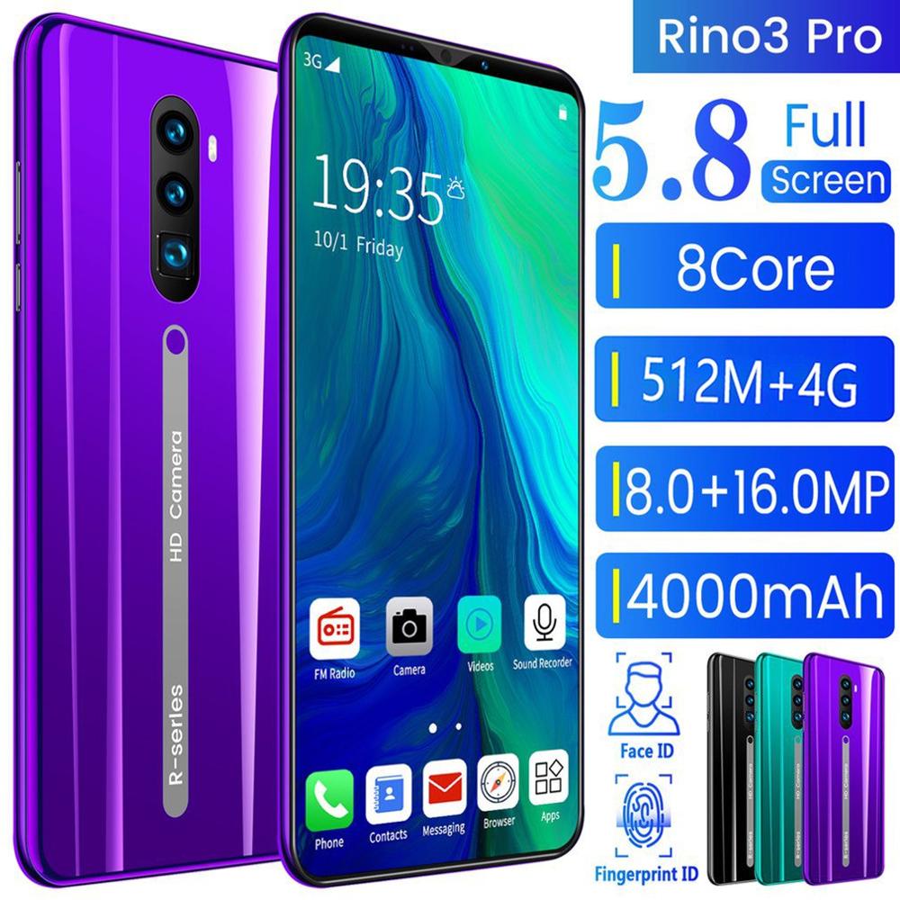 Rino3 Pro 5.8 Inch Screen Android Phone Purple Water Screen Smartphone Solid Color Mobile Phone Cool Shape