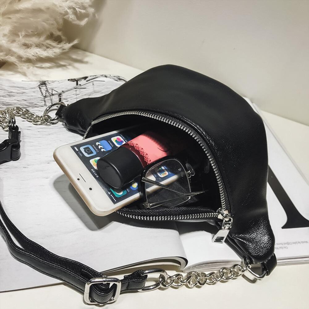 Moda feminina bolsa de cintura pacote de fanny pu cinto ajustável bolsa pequena bolsa de telefone chave sólida moda casual pacote de cintura