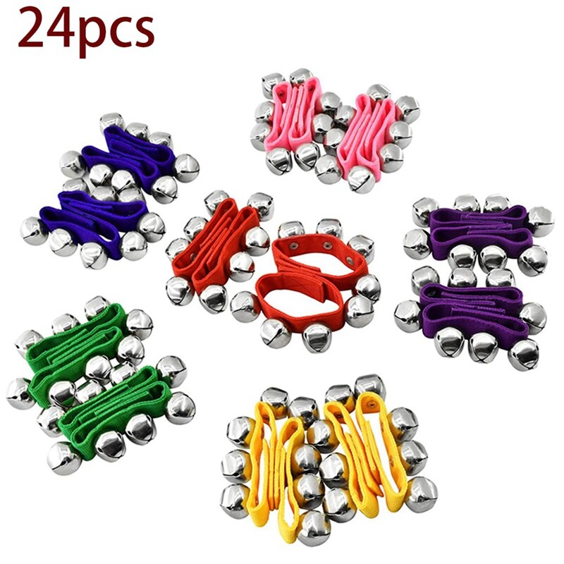 Pols Klokken, Hand Percussie Jingle Bells Muzikale Ritme Instrument Voor Klaslokaal Of Feestartikelen (6 Kleuren, 24Pcs)