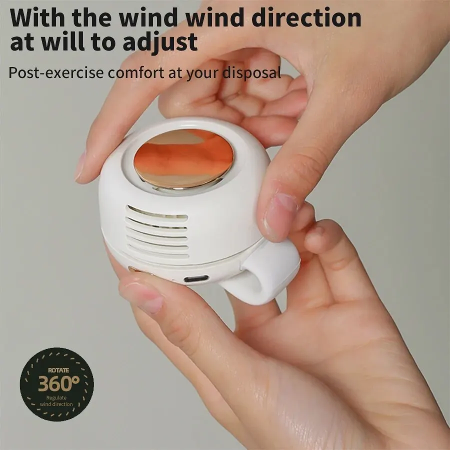 Small Whirlwind Clip Waist Neck Clip Fan Portable Rechargeable Fan Quiet 3 Speeds Hands-Free 2 in 1 Waist Clip Bladeless Fan