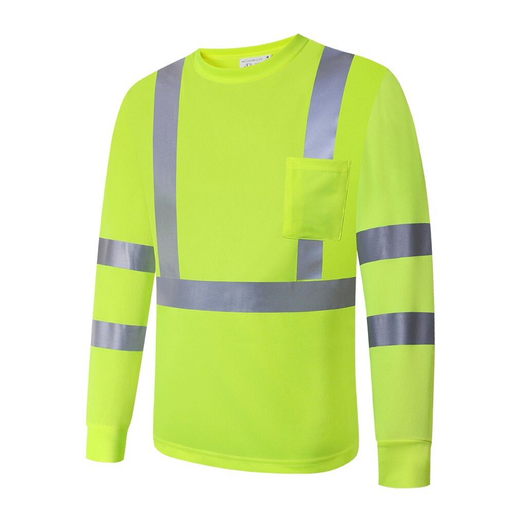 Hi Vis T Shirt ANSI Class 3 Reflective Safety Fluorescent Yellow Shirt Long Sleeve High Visibility