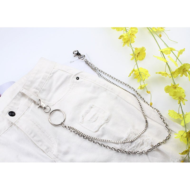 Best YBT-Cinturón de lona Unisex, cinturón con hebilla de aleación de doble fila para fotos de la calle, cinturón hueco Chic con cadena: J Chain 2