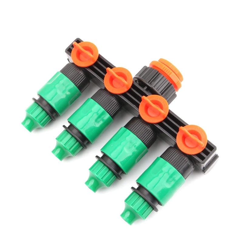 1 Set 4-Way Shunt Water Diverter 1/2" 3/4" 1" Thread Quick Connector Drip Garden Irrigation 4/7 8/11 12mm Hose Fitting