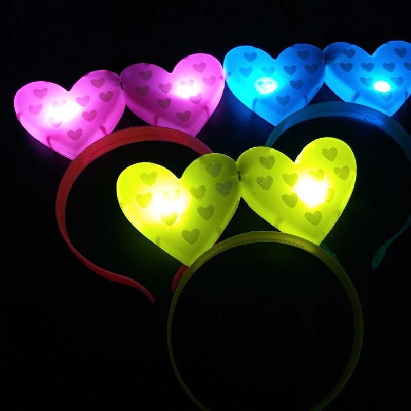 1 pièces LED clignotant coeur bandeau lumière lumineuse bandeau femmes fille bandeau chapeaux noël mariage lueur fête approvisionnement