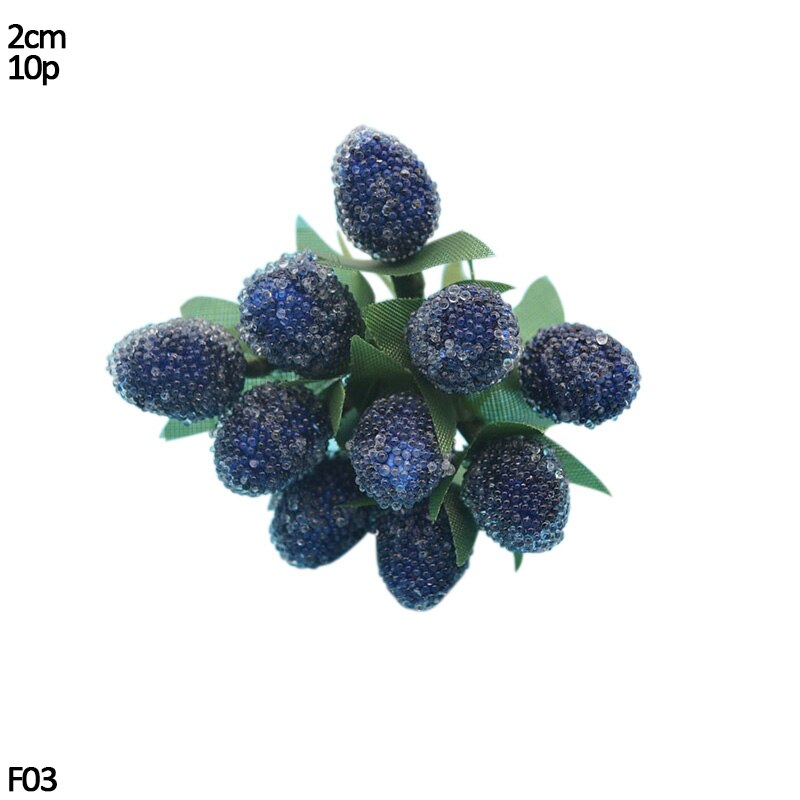 Mini blandet blå kunstige planter blomster kirsebær støvdrager bær buket kasse diy krans jul bryllupsfest deco forsyninger