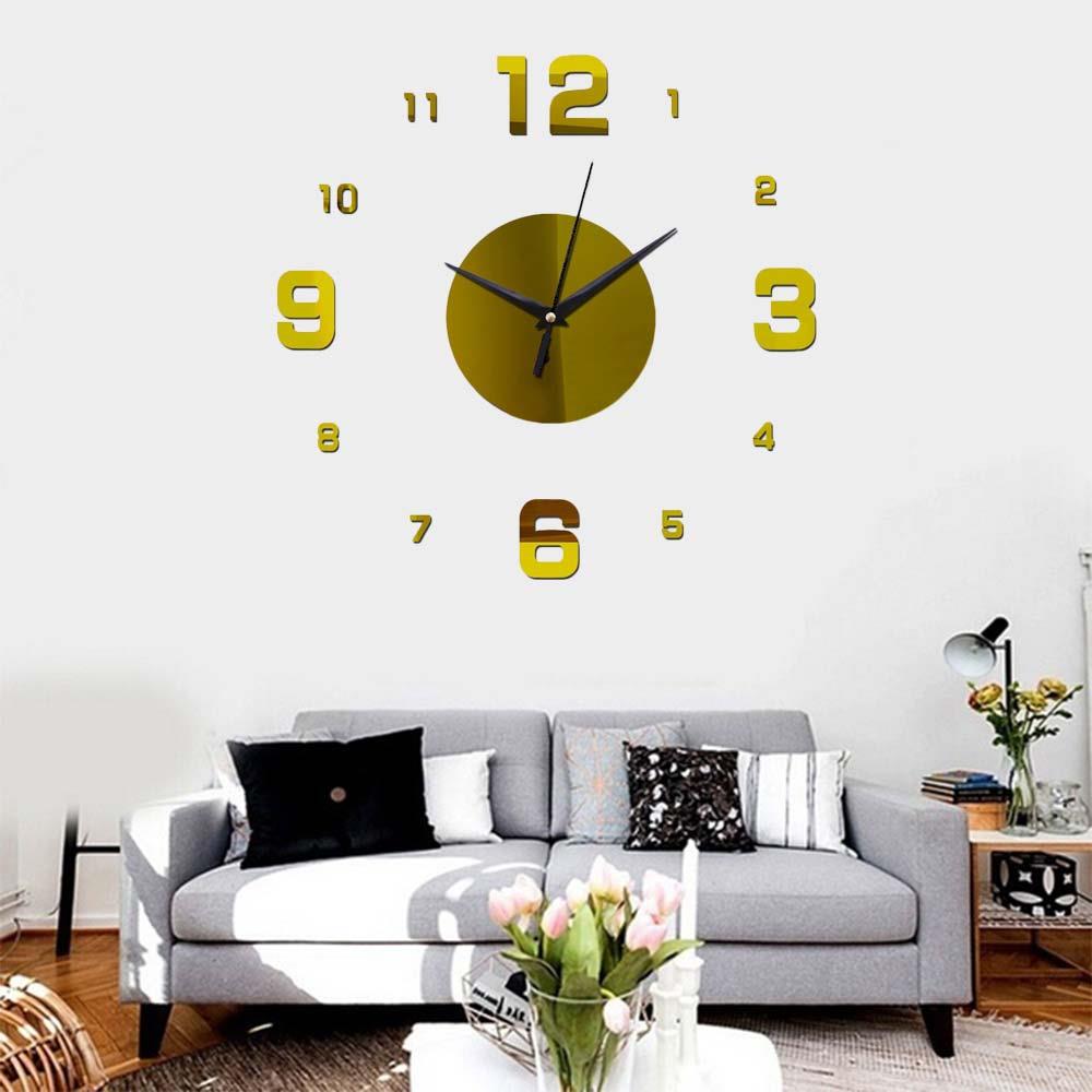 Digital Cool Modern Mirror Wall Clock Wall Clock Sticker Wall Stickers Home Decor Diy Removable Bedroom