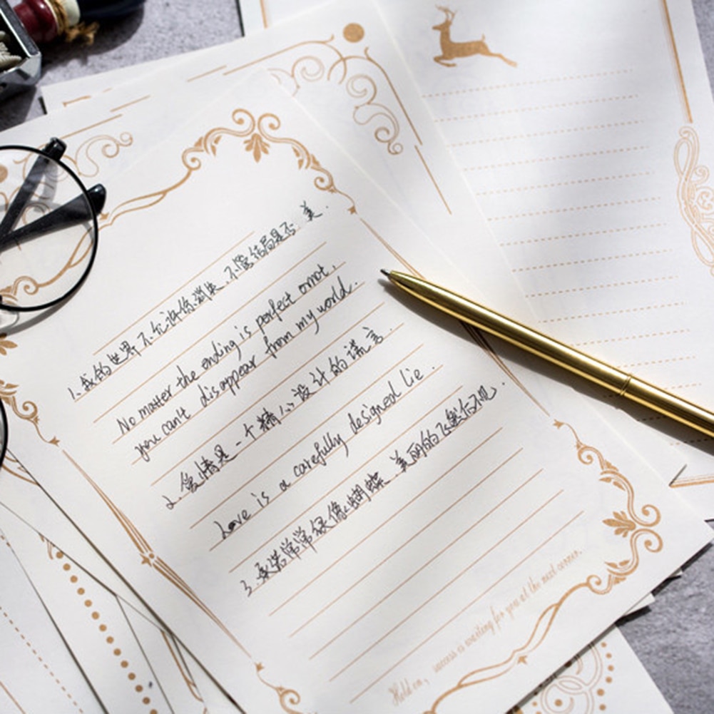 8 Sheets Vintage Letter Paper Wedding Invitation Writing Stationery Paper Pad Note Letter School Office Supplies