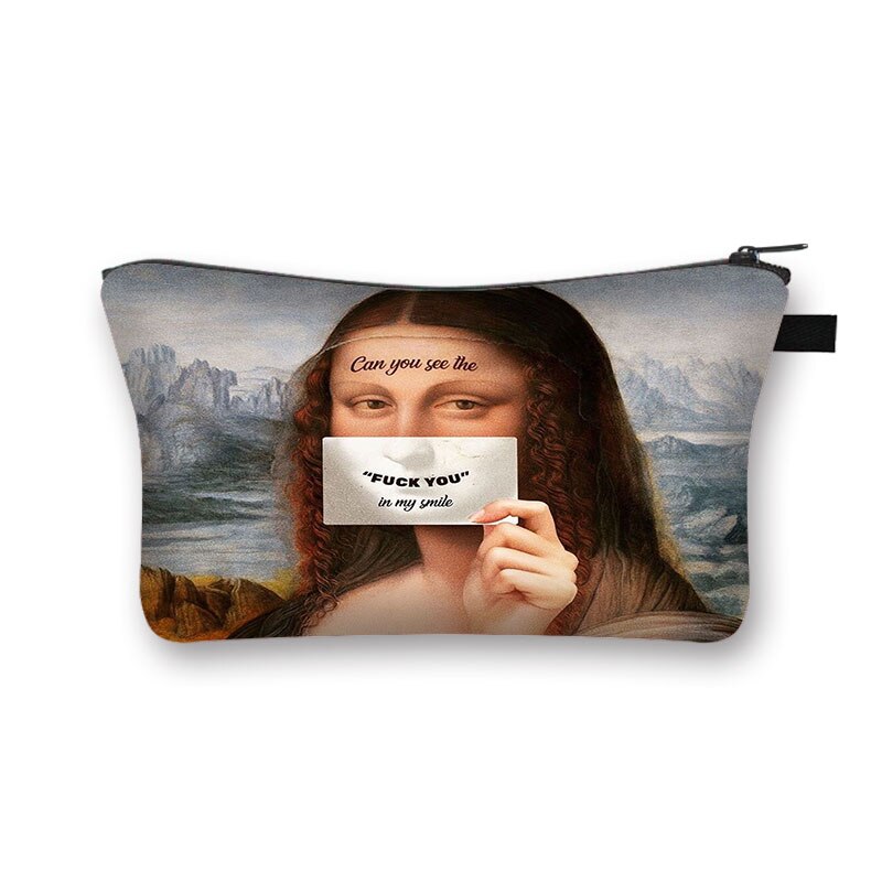 Fun-Bolso de cosméticos spoof Mona Lisa para mujer, neceser de viaje para cosméticos, monedero portátil: shzbqwmnls010x