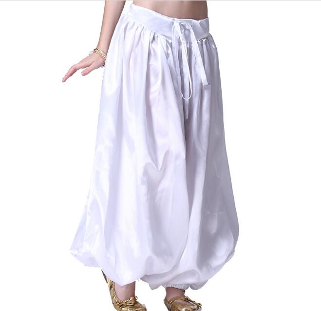 Pantalones bombachos de estilo Tribal para danza del vientre, pantalón indio de danza del vientre, pantalones bombachos egipcios para Navidad, Color sólido,: Blanco