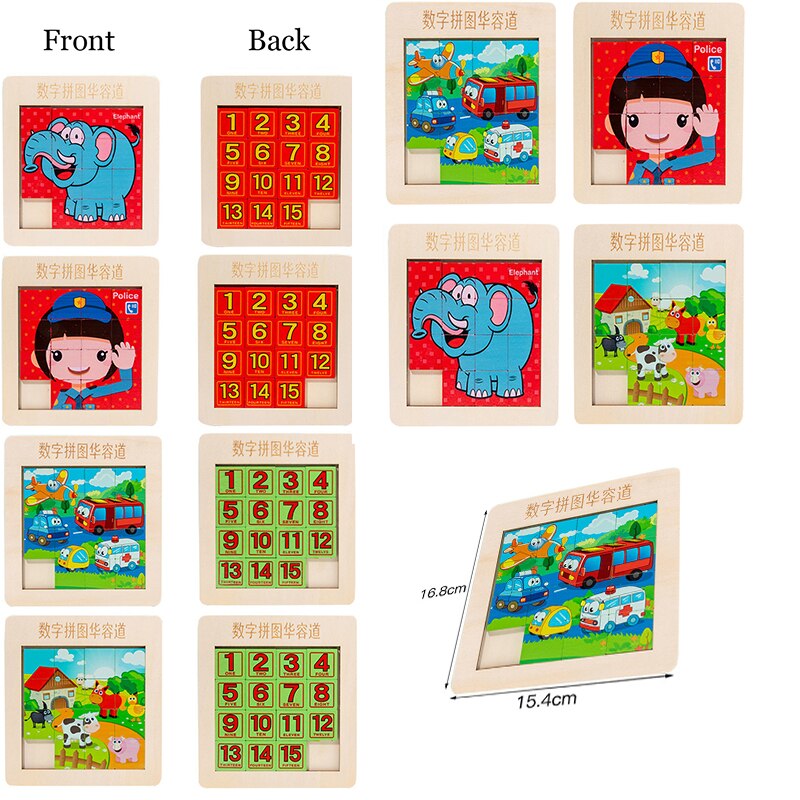 3D Puzzle Wooden Tangram Math Toys Puzzle Tetriss Game Montessori Children Educational Jigsaw Puzzle Game Toy for Boys Girl Baby