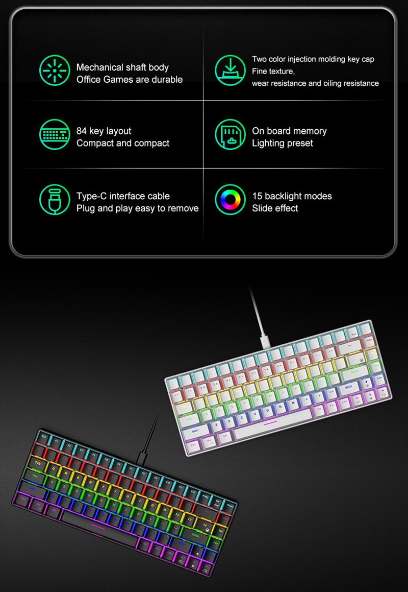 Wired RGB Backlit Gaming Keyboard and Mouse Mechanical Mini Keyboards Ergonomic 6400DPI Mouse for Lenovo/XiaoMi PC Computer