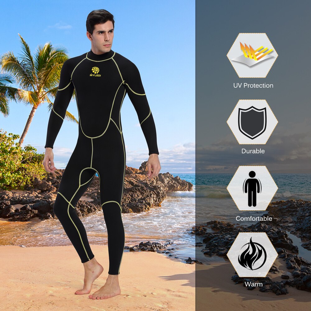 Men's Neoprene Wetsuit One-Piece Full body 3mm Back Zip Scuba Dive Wetsuit Swimming Surfing Diving Snorkeling Suit Jumpsuit
