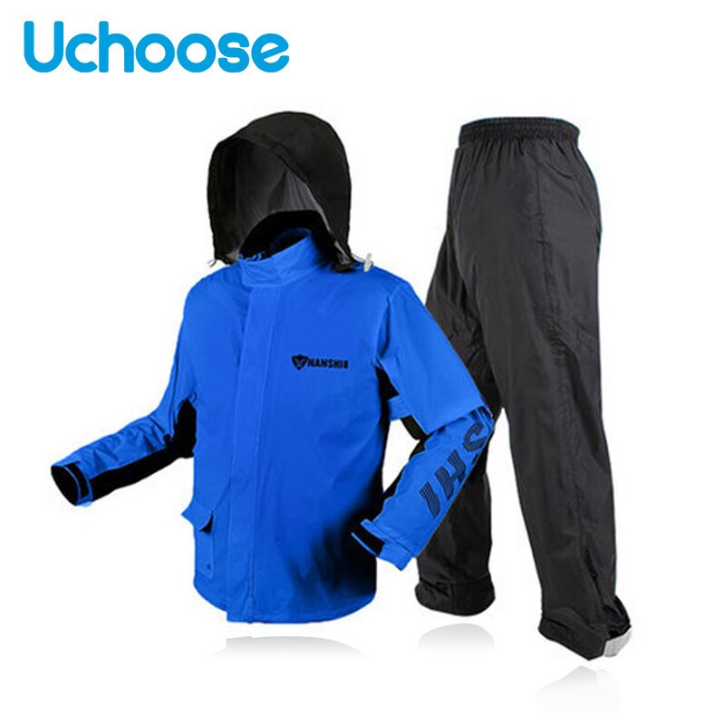 Chaqueta impermeable Universal Seasons, chubasquero transpirable, Neutral, para montar en motocicleta, pantalones de lluvia, traje dividido: blue suit / XXL