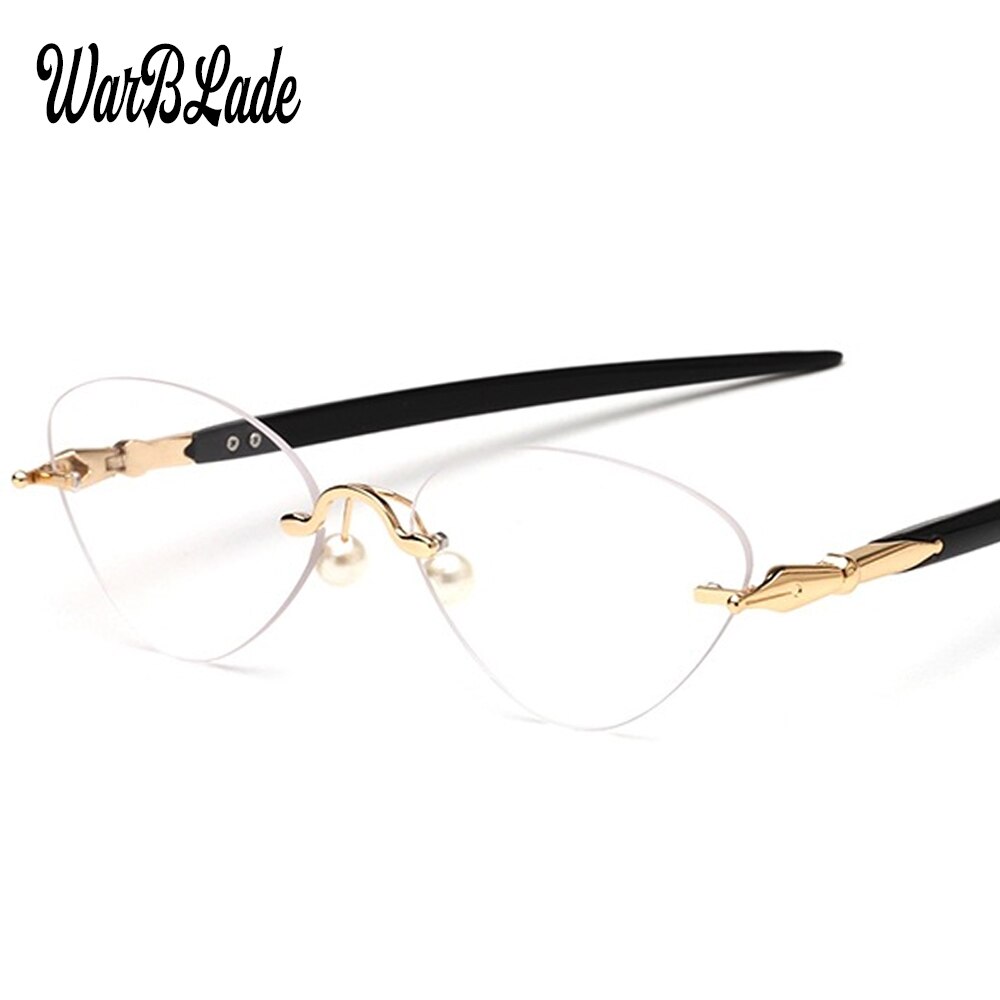 Eyeglasses Rimless Cat Eye Clear Lens Glass Transparent Eye Glasses Frames For Women Eyewear Optical Spectacles
