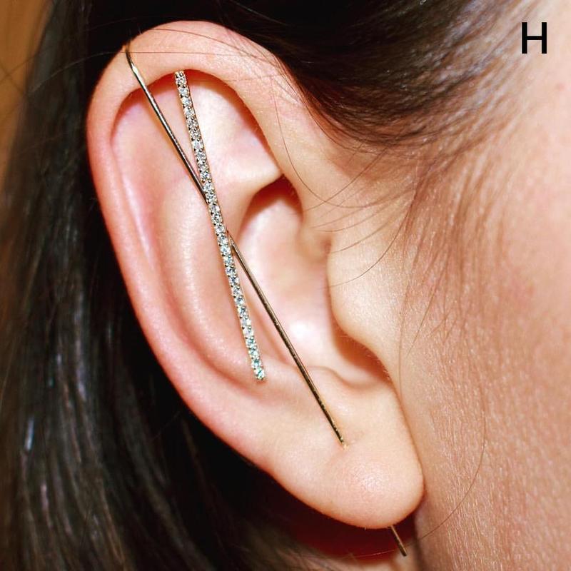 1pc ear wrap crawler hook øreringe multi blomme clip øreringe luksuriøse falske øreringe kvinder smykker crawler hook øreringe: H