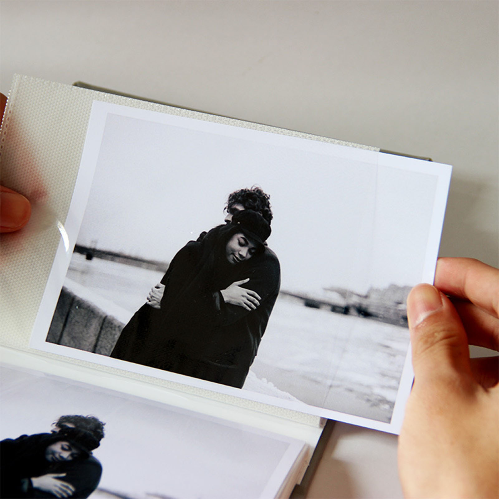 Fotoalbum med linnedomslag, 50 sider, 100 lommer , 4 x 6- tommer fotoalbum, der kan indsættes, bærbart, letvægts billedsamlingsbog