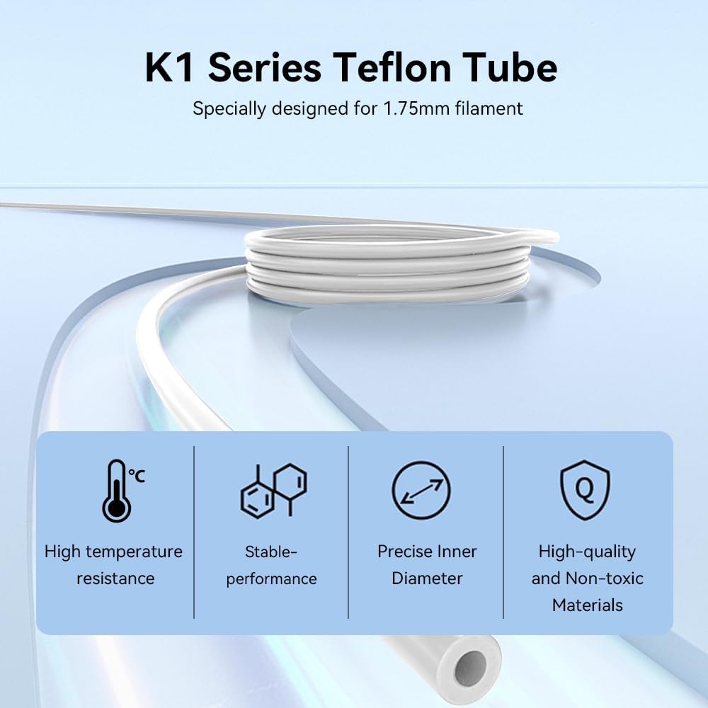 2.5mm ID 4.0mm OD 3D Printer PTFE Bowden Tubing Support 1.75mm Filament Heat Resistant for Creality K1, K1 Max, K1C, Ender 3 V3