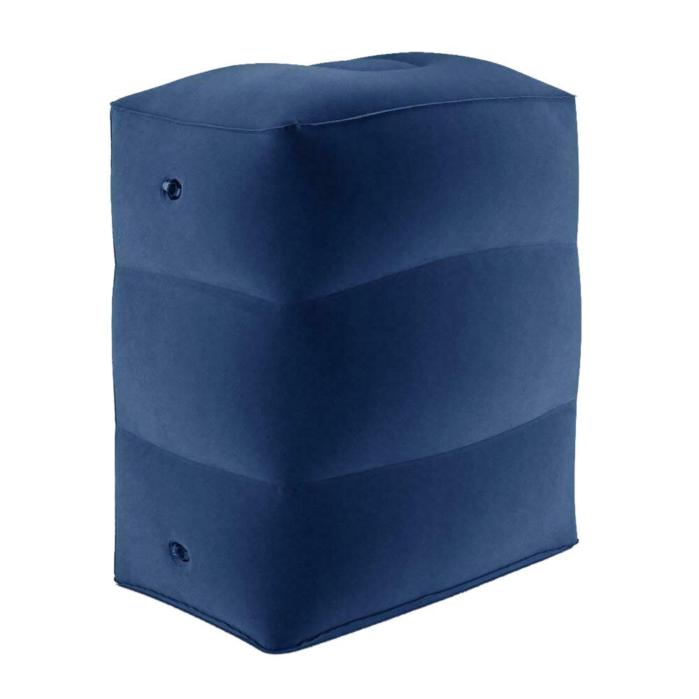 Adjustable Travel Pillow PVC Inflatable Foot Pad Airplane Car Bus Footrest Pillow Kids Flight Sleeping Resting Pillow: Blue