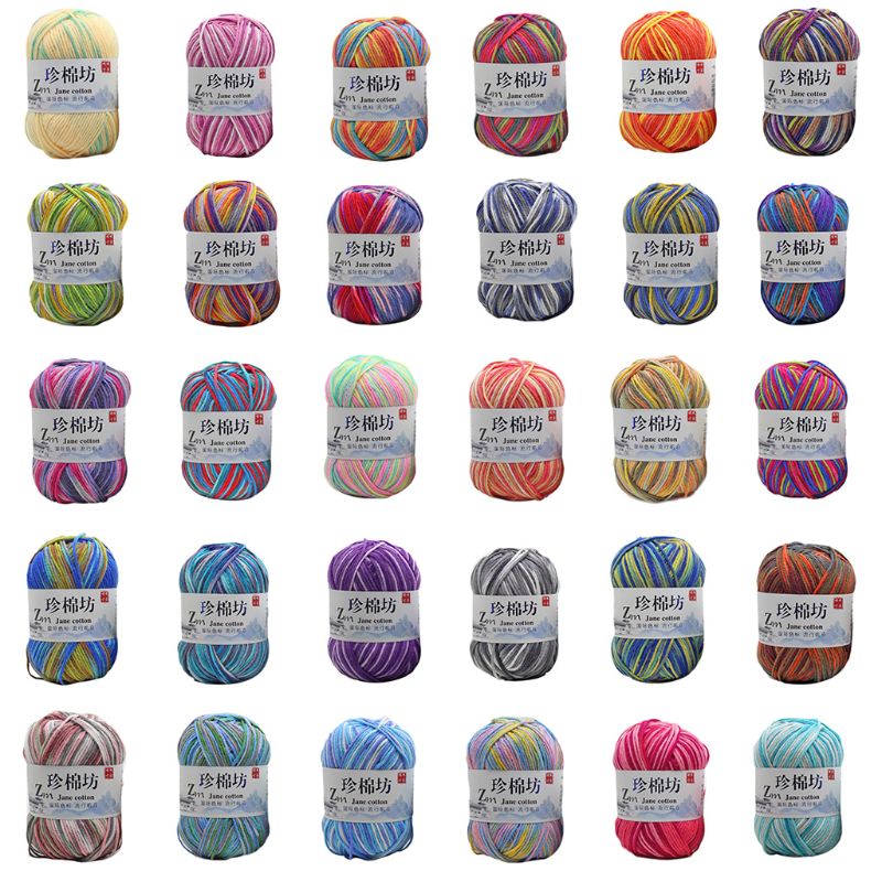 50g/Ball Milk Cotton Hand Knitting Yarn Tie Dyed Ombre Colorful Crochet Thread