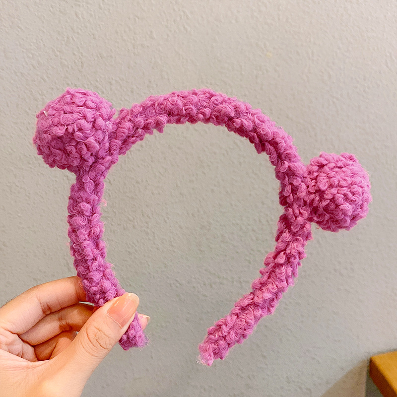 Nuevas niñas lindas orejas de oso aros de pelo de felpa para niñas niños encantadoras diademas diadema niños accesorios para el cabello de de invierno: Gris oscuro