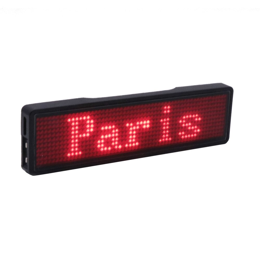 Bluetooth LED name badge programmable LED display rechargeable adverting light for restaurant waiter party event exhibition show: Red