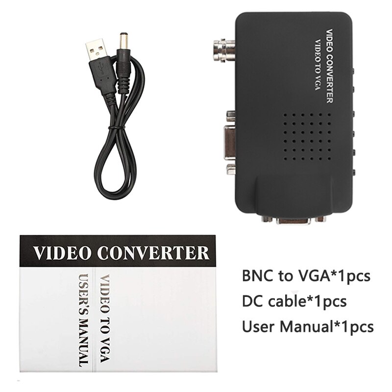 Wiistar BNC naar VGA Video Converter S-video VGA Input naar PC VGA Out Adapter Digitale Switch Box Voor PC MACTV Camera DVD DVR: with DC Cable
