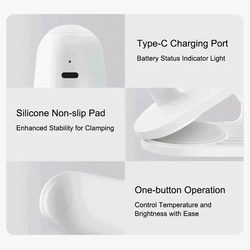 Xiaomi Mijia Multifunktions-Schreibtischlampe Typ C, wiederaufladbar, 3-in-1, tragbar, Lesetisch, Wiedergabe, Clip-Lampe, Taschenlampe