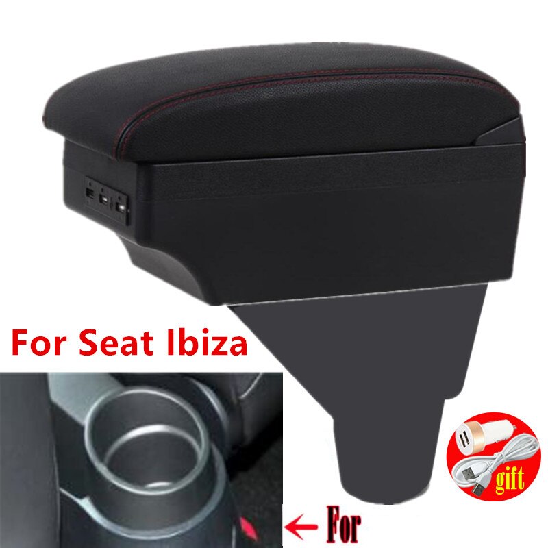 Für Seat Ibiza Armlehne Box Für Ibiza 6j Ibiza 6L Center konsole zentralen Speicher inhalt Lagerung box mit USB LED produkte Arm Rest