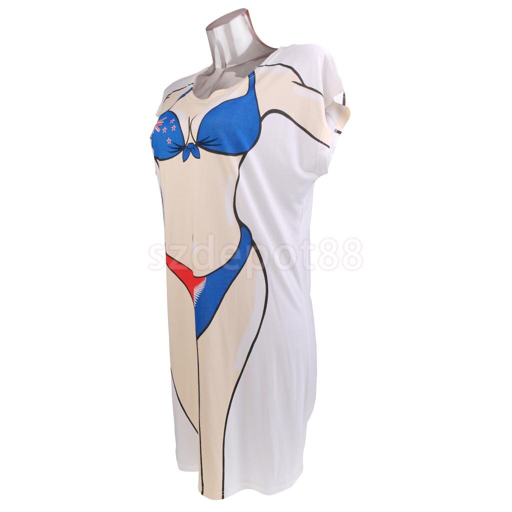 Bikini drôle imprimé femme robe plage fête cache-haut T-Shirt maillots de bain pyjamas déguisement