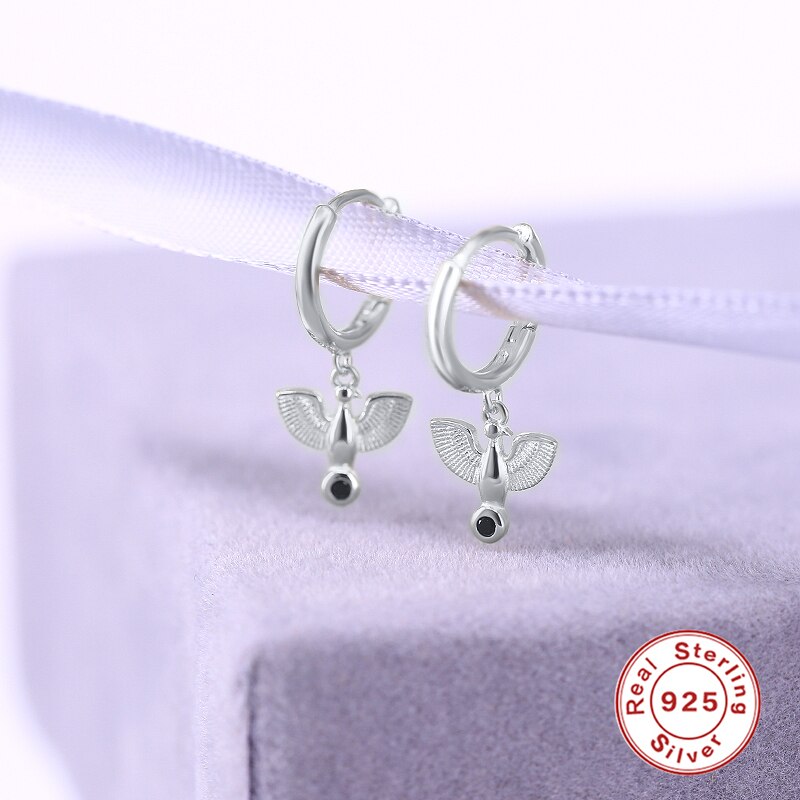 CANNER 925 Sterling Sliver Hoop Earrings for Women Dove & Star & Moon Cross Dangle Earrings Piercing Earring Jewelry pendientes: 3