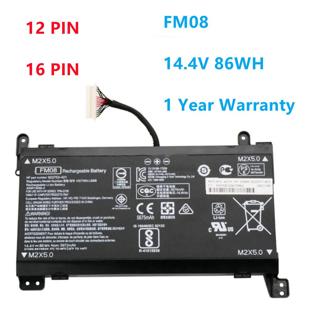 Neue FM08 14,4 V 86Wh/5675mAh Batterie Für HP OMEN 17 17-AN013TX 17-AN014TX TPN-Q195 HSTNN-LB8B 922753-421 922977-855 12PIN 16PIN