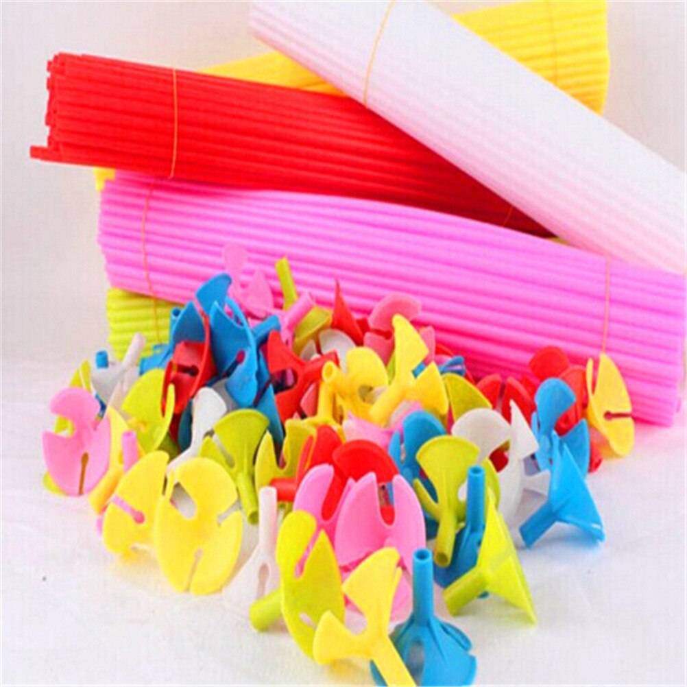 50 set/lote 27cm globo de látex palo PVC varillas globos soporte palos con taza suministros de