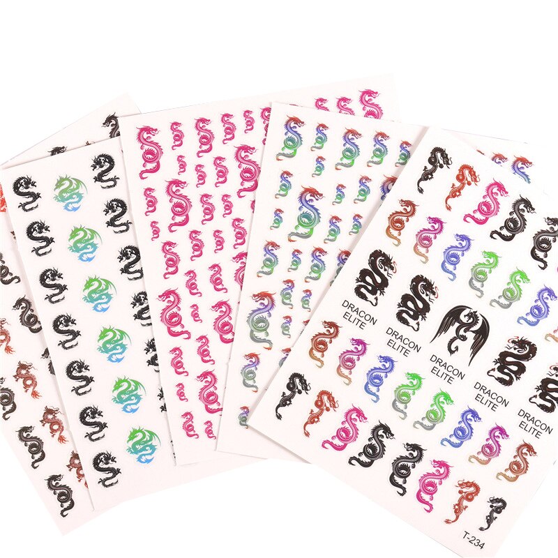 Chinese Dragon Nail Art Stickers Punk Nail Decals Waterproof Nail Decoration Colorful Dragon Element Nail Accesories For Nails