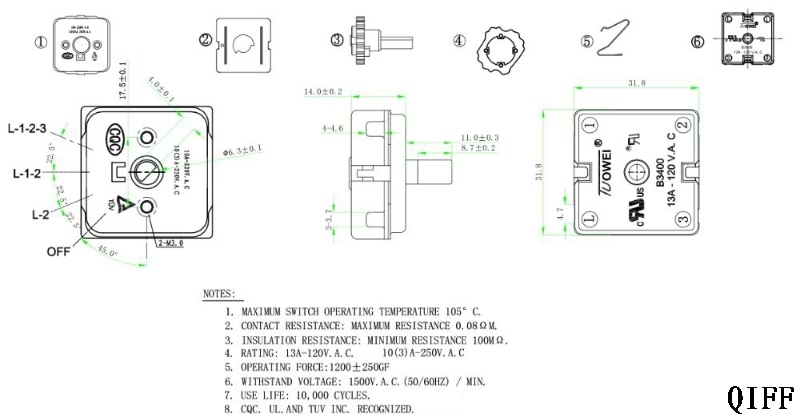4 Position Rotary Switch OFF/Low/Medium/High For Fan Heater 1pc Mar28